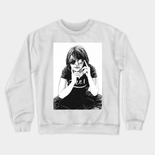 Girl in black Crewneck Sweatshirt